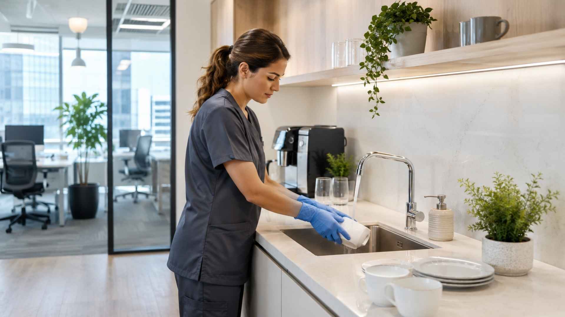 האם שירות ניקיון משרדים כולל שטיפת כלים במטבחון